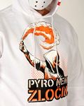 Mikina s kapucí Pyro není zločin (bílá)